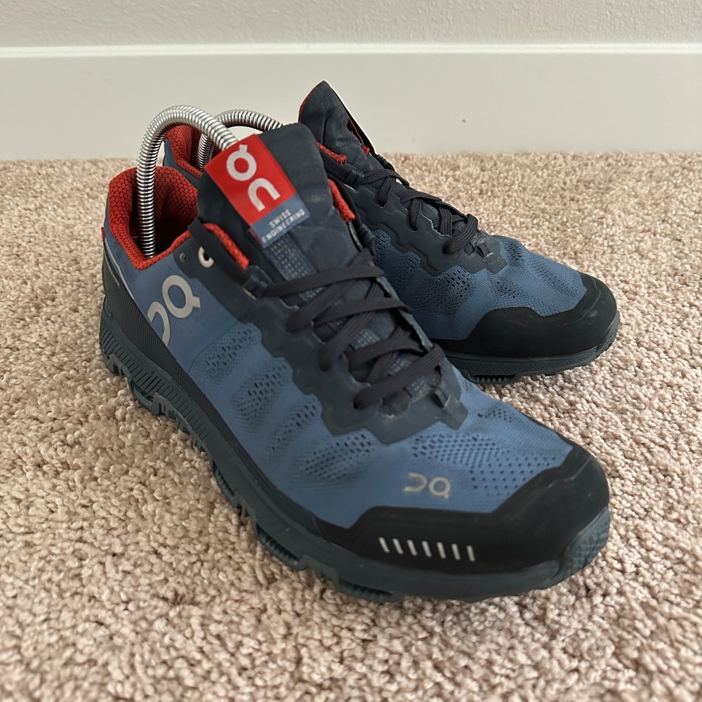 On Cloudventure Running Shoes Mens 9.5 Blue Red Trail Hiking Sneakers